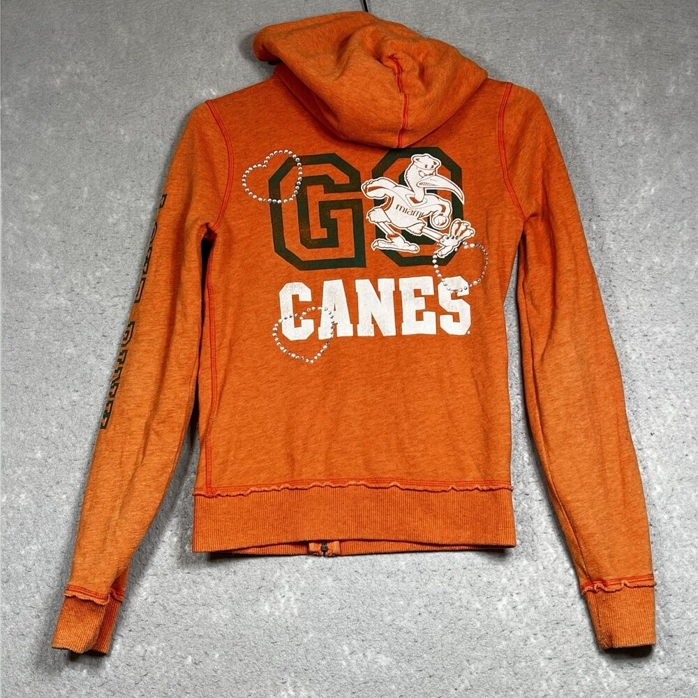 Pink Victoria Secret Sweatshirt Womens Size XS Orange Long Sleeve Go Canes